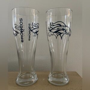 2 Denver Broncos Football Logo Pilsner Beer Glass NFL